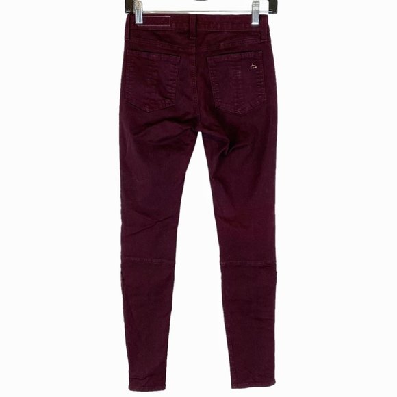 Rag & Bone Burgundy Devi Ankle Zip Skinny Jean Size 25 - Picture 8 of 13